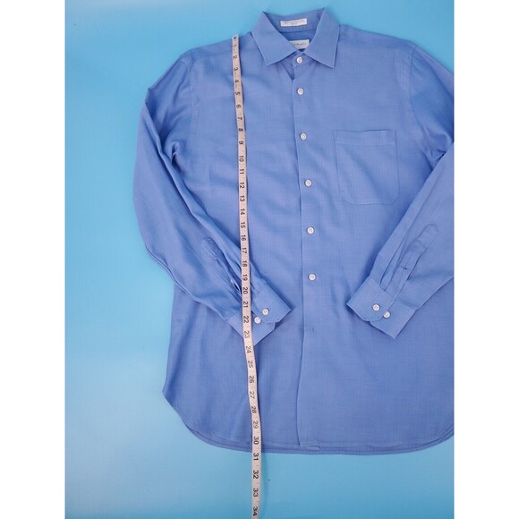 John W Nordstorm Button Front Shirt Trim Fit 15 1/2 32-33 Egytian Cotton Blue - Picture 6 of 8